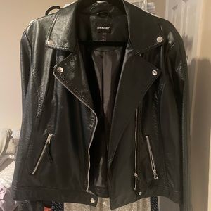 black leather jacket